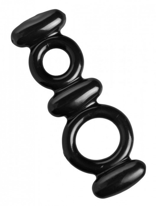 Двойное эрекционное кольцо Dual Stretch To Fit Cock and Ball Ring - XR Brands - в Армавире купить с доставкой