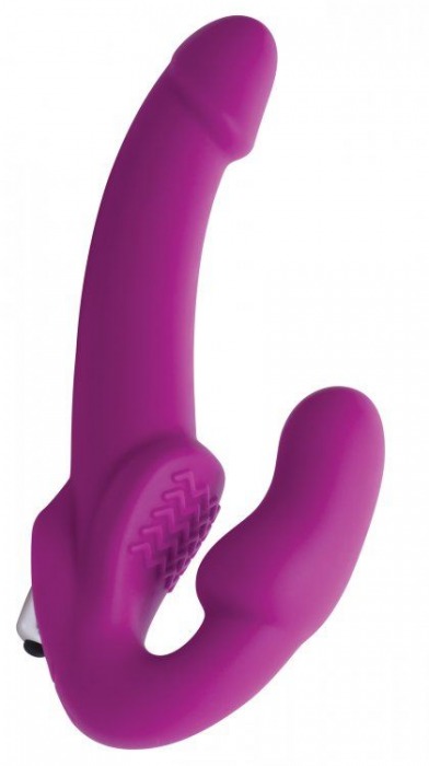 Ярко-розовый безремневой вибрострапон Evoke Vibrating Strapless Silicone Strap-on Dildo - XR Brands - купить с доставкой в Армавире